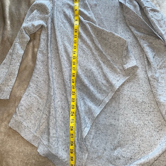 Lou & Grey cotton cardigan sweater Sz S open style asymmetrical hem light grey - Picture 8 of 10